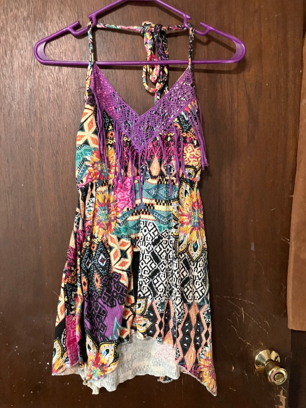 multicolor boho patchwork tank top dress